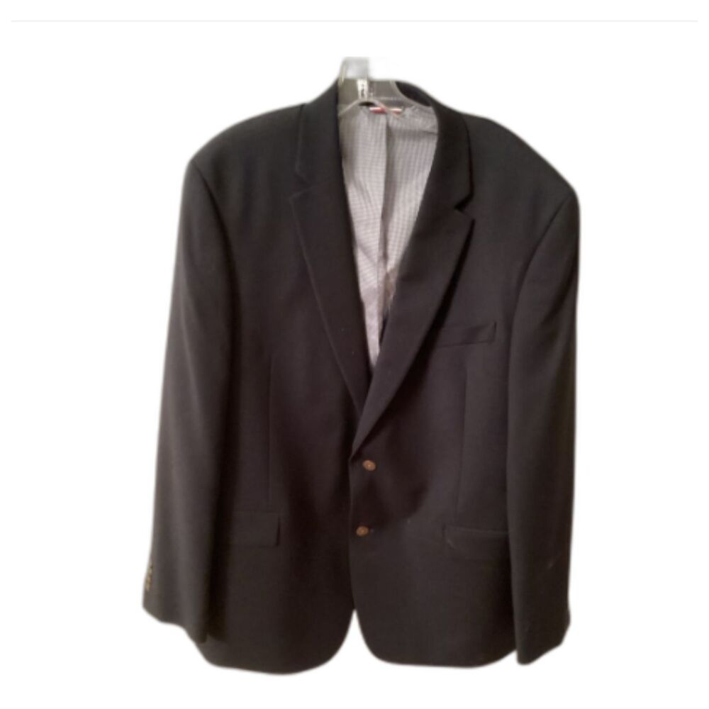 TOMMY HILFIGER SIZE 46R NAVY 2 BUTTON WOOL BLEND SPORTCOAT BLAZER